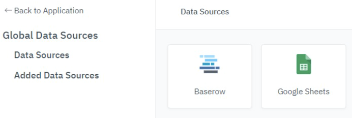 Screen of Data Sources